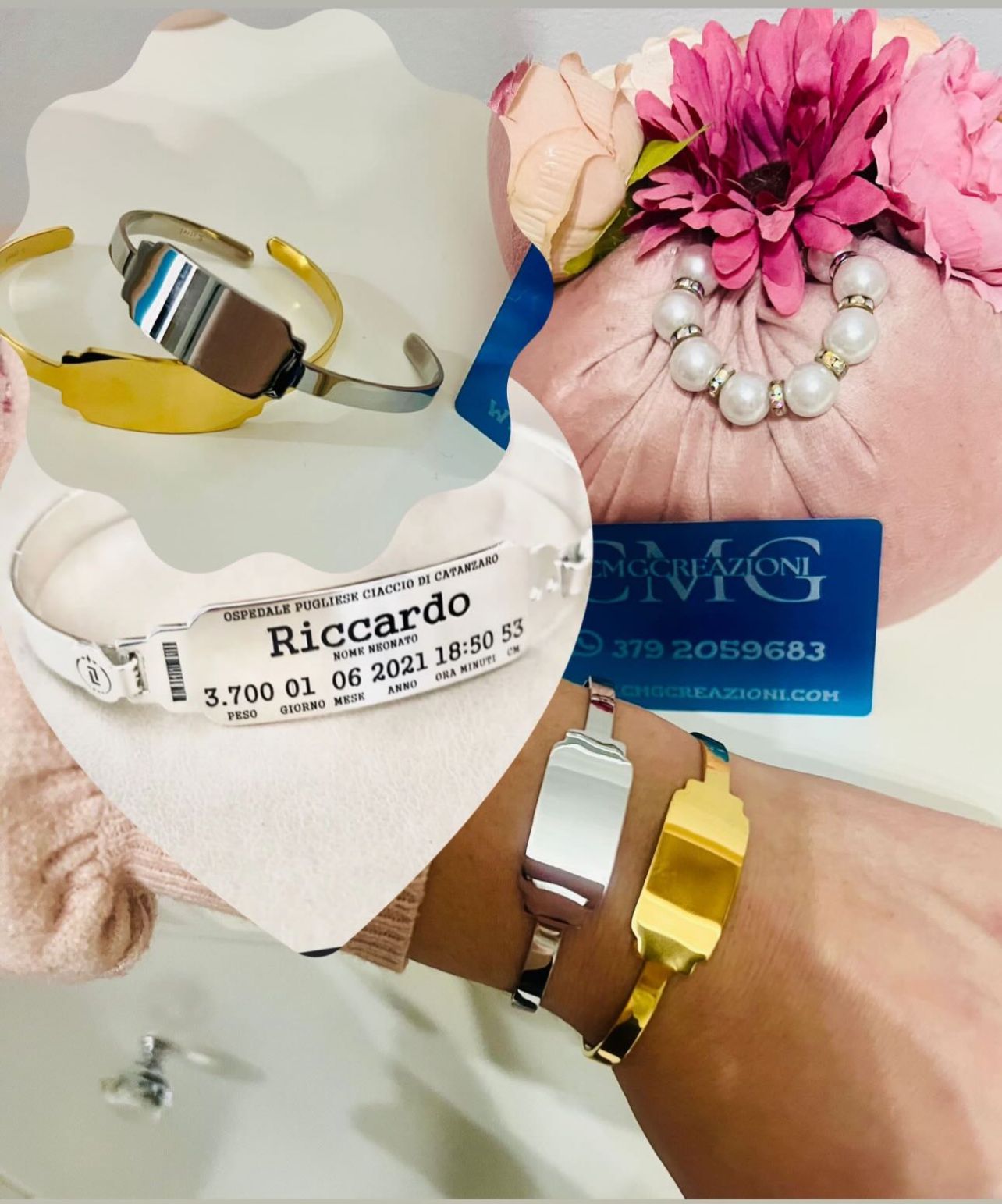 Bracciale-medagletta-oro-argento-personalizzabile