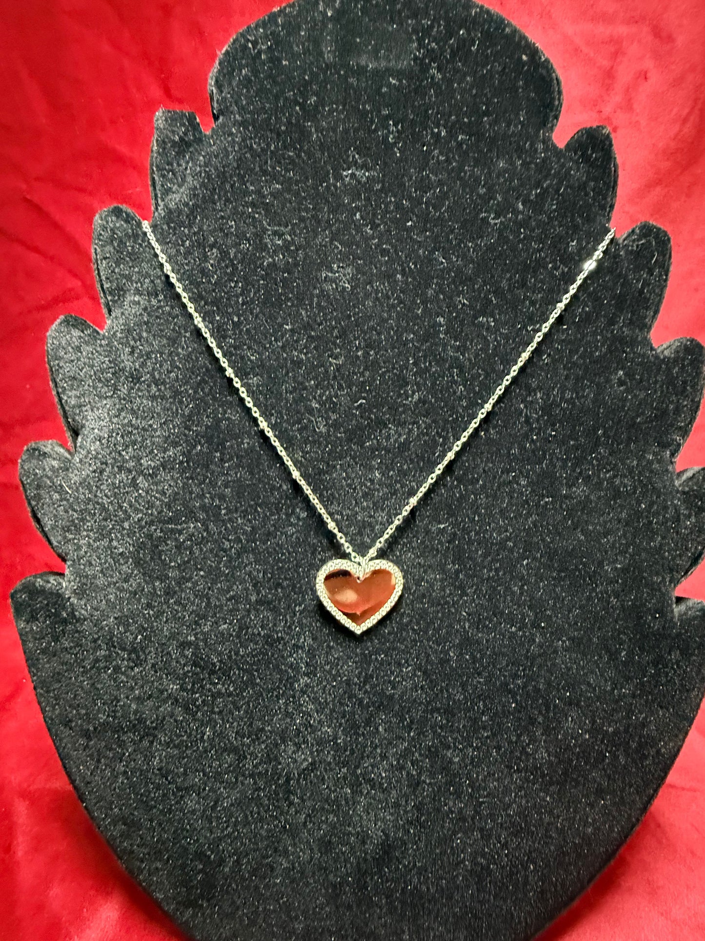 Collana pendente cuore bordo con strass (personalizzabile)