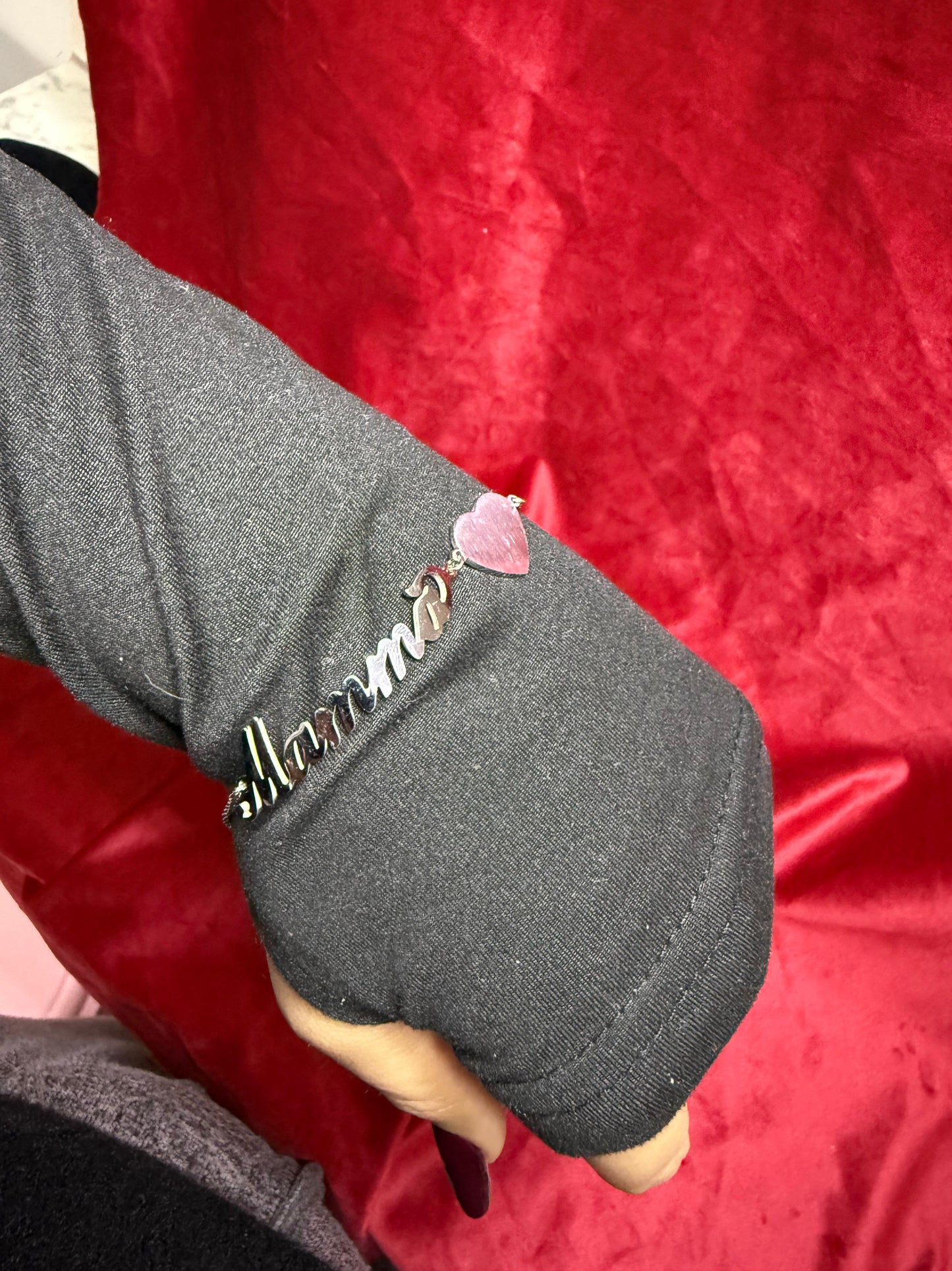 Bracciale scritta Mamma con cuore (personalizzabile)