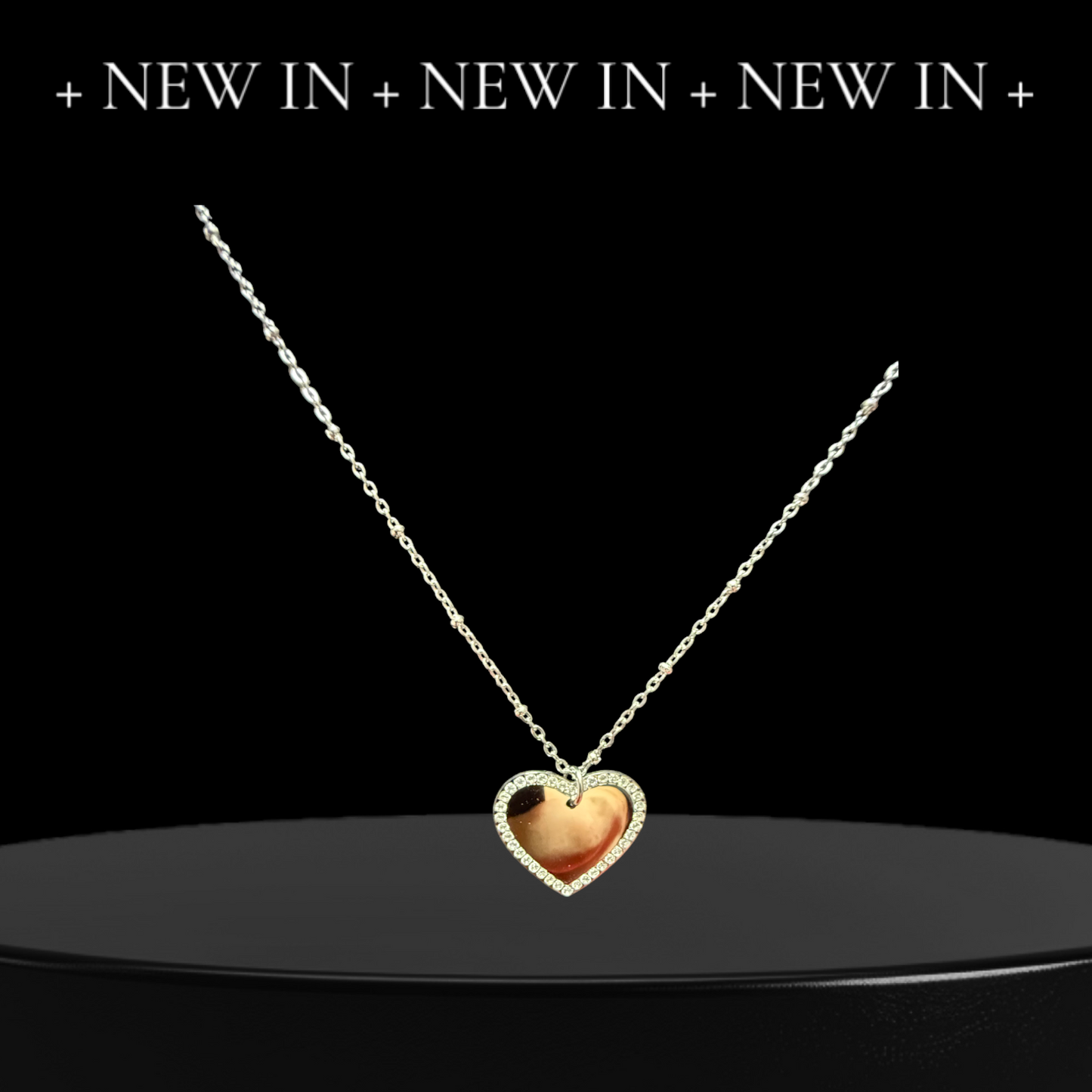 Collana pendente cuore bordo con strass (personalizzabile)