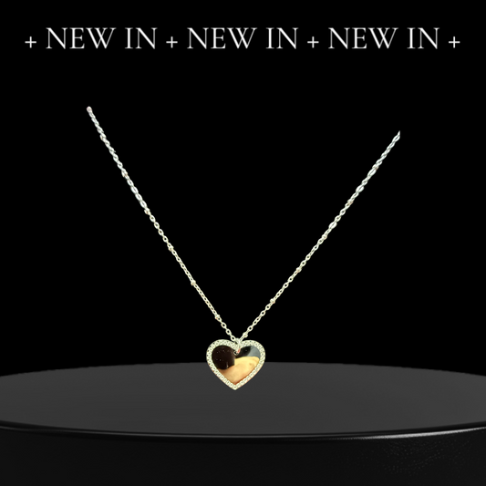 Collana pendente cuore bordo con strass (personalizzabile)