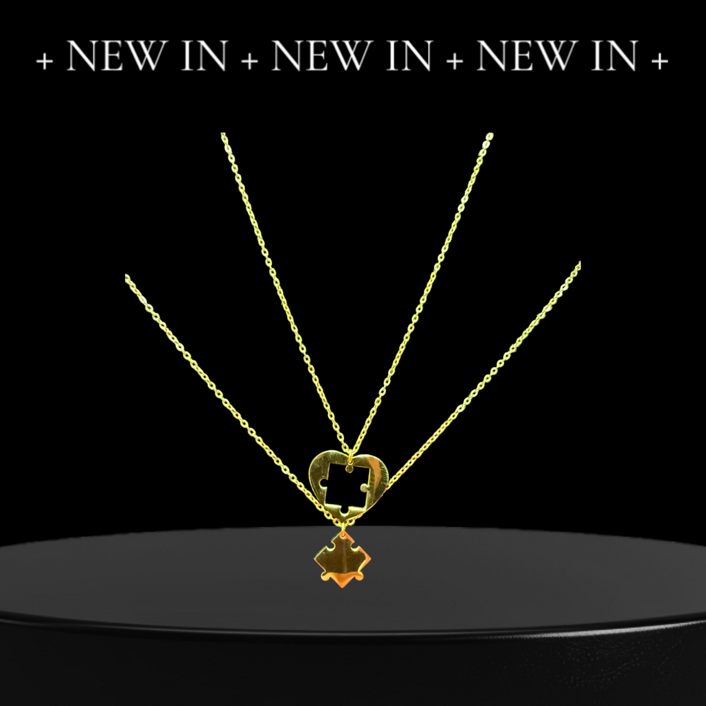 Doppia Collana Cuore con Puzzle in Oro Personalizzabile